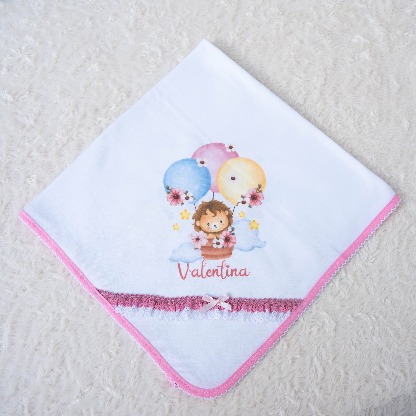 Fralda de Algodão c/renda, "Valentina" - TAN